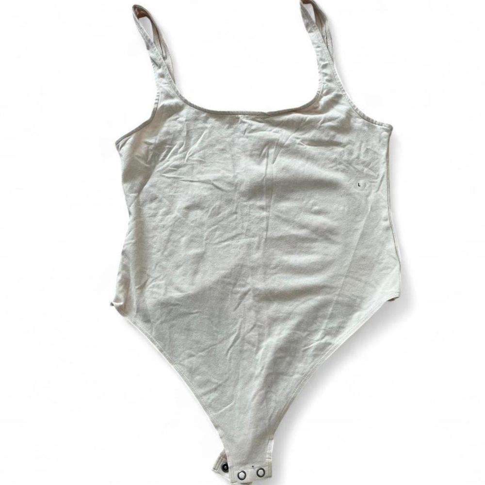 NWT American Eagle Soft Tan Scoop Neck Thong Bodysuit | Large Neutral
